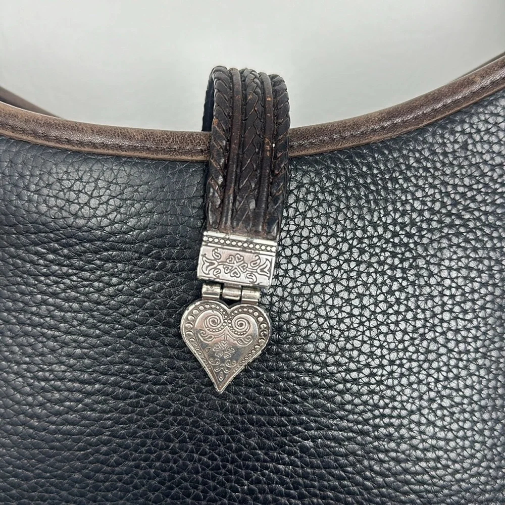 Brighton Black and Brown Pebbled Leather Shoulder Bag - Picture 4 of 10